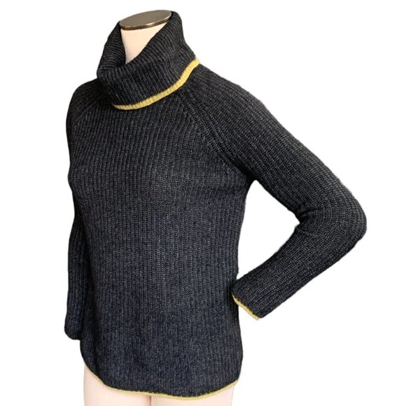 Bartolini Wool-Cashmere Blend Chunky Ribbed Knit Turtleneck Sweater M Gray 63F - Picture 3 of 8